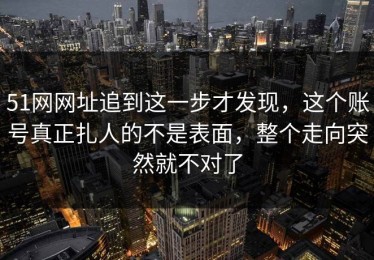 51网网址追到这一步才发现，这个账号真正扎人的不是表面，整个走向突然就不对了
