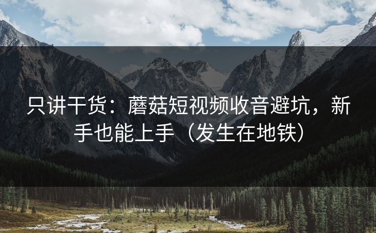 只讲干货:蘑菇短视频收音避坑,新手也能上手(发生在地铁) 只讲干货:蘑菇短视频收音避坑,新手也能上手(发生在地铁)