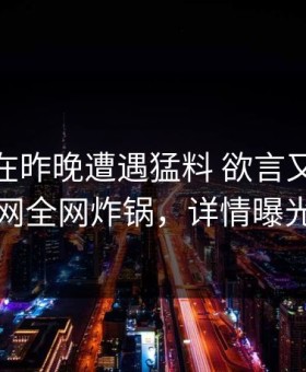 神秘人在昨晚遭遇猛料 欲言又止，91网全网炸锅，详情曝光