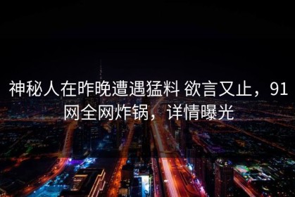 神秘人在昨晚遭遇猛料 欲言又止，91网全网炸锅，详情曝光