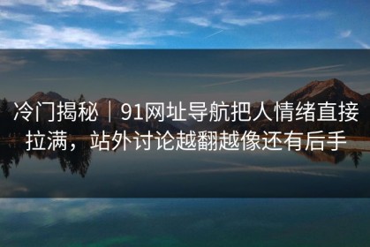 冷门揭秘｜91网址导航把人情绪直接拉满，站外讨论越翻越像还有后手