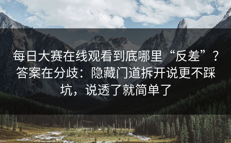 每日大赛在线观看到底哪里“反差”？答案在分歧：隐藏门道拆开说更不踩坑，说透了就简单了